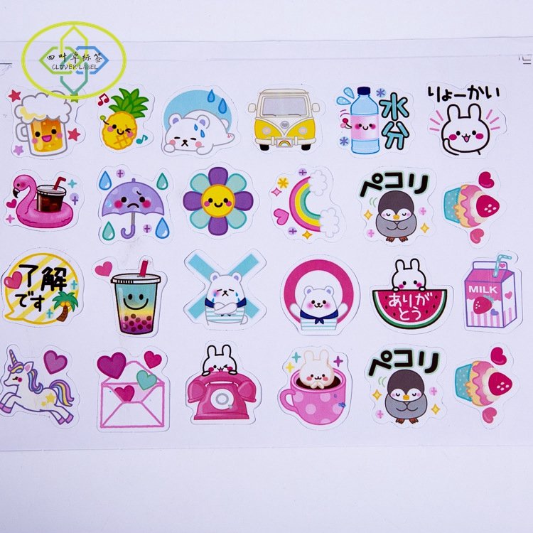 Custom lovely printing die cut cartoon labels stickers funny vinyl stickers sheet packaging sticker custom logo