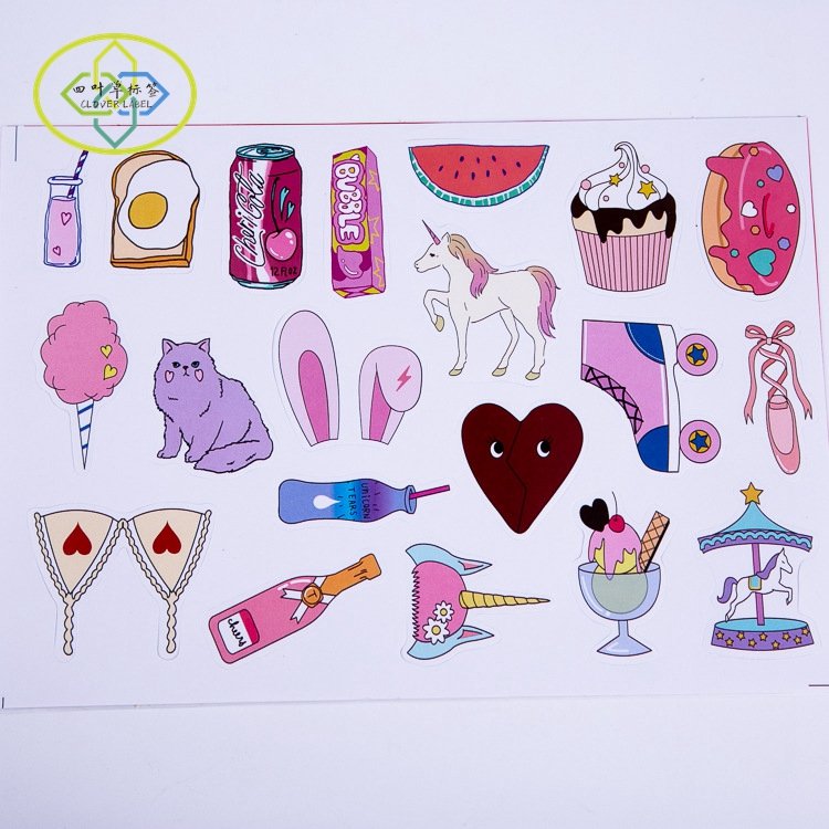 Custom lovely printing die cut cartoon labels stickers funny vinyl stickers sheet packaging sticker custom logo