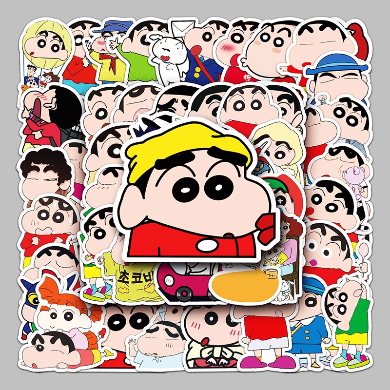 50 Non Repeating Lovely Crayon Shin Chan Cartoon Stickers for Luggage Cars Motorcycles Waterproof Decoration Graffiti Sticker