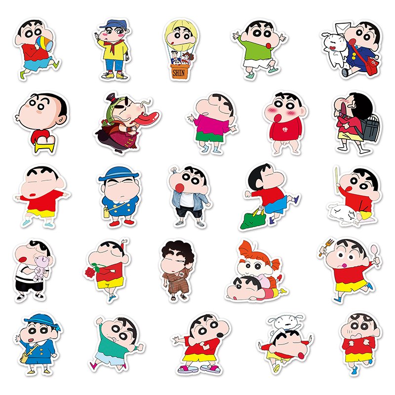 50 Non Repeating Lovely Crayon Shin Chan Cartoon Stickers for Luggage Cars Motorcycles Waterproof Decoration Graffiti Sticker