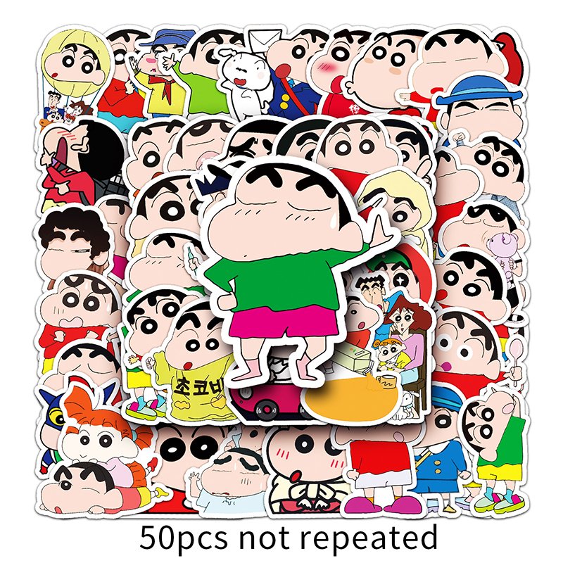 50 Non Repeating Lovely Crayon Shin Chan Cartoon Stickers for Luggage Cars Motorcycles Waterproof Decoration Graffiti Sticker