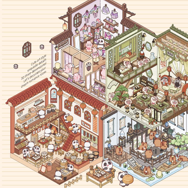 New Product Ideas Simno Scene Sticker DIY Three-dimensional Cabin Stacking Landscaping Decorative Stickers (Gen 3.0)