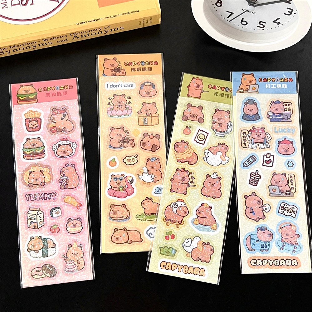 Cheap school kids DIY laser cute cartoon kawaii capybara stickers for girls