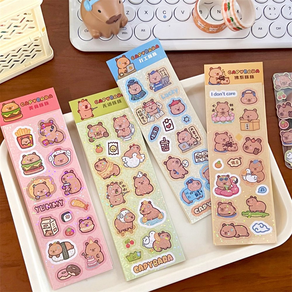Cheap school kids DIY laser cute cartoon kawaii capybara stickers for girls