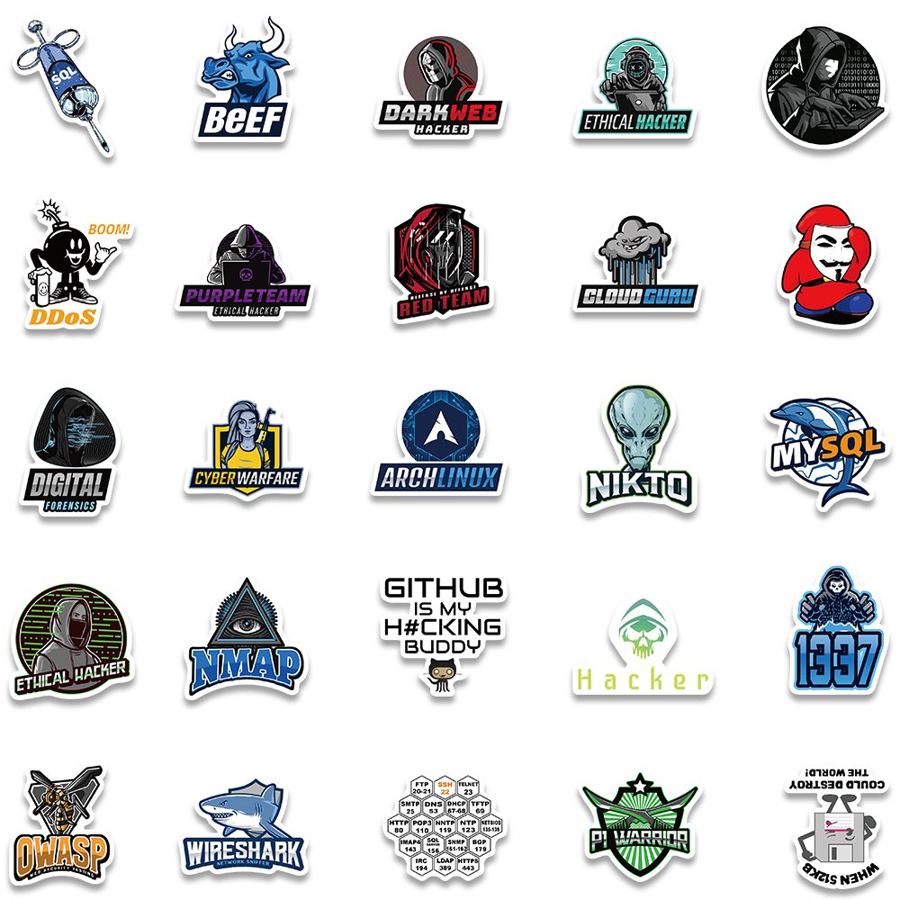 50pcs Hacker Programming Network Cool Stickers Diy Luggage Cup Skateboard Laptop Motorcycle Toys Helmet Car Waterproof Sticker
