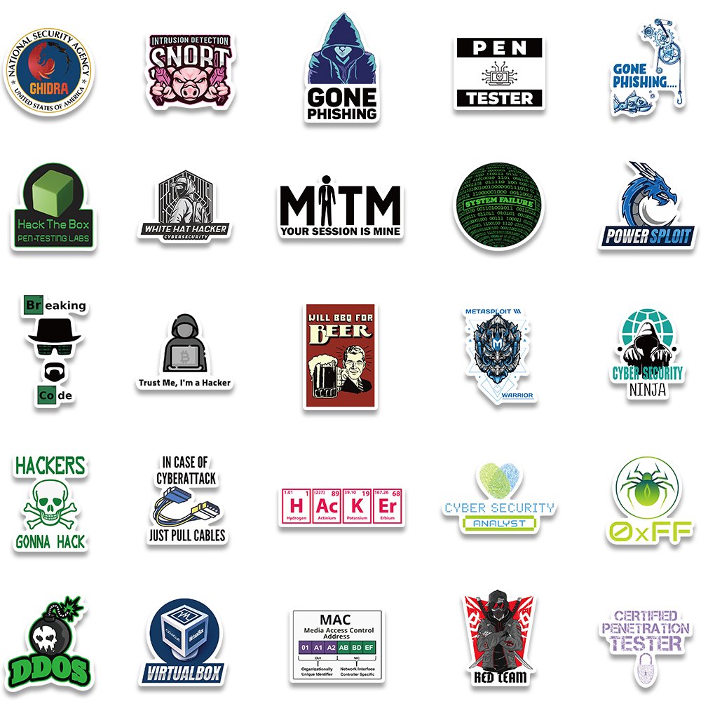 50pcs Hacker Programming Network Cool Stickers Diy Luggage Cup Skateboard Laptop Motorcycle Toys Helmet Car Waterproof Sticker