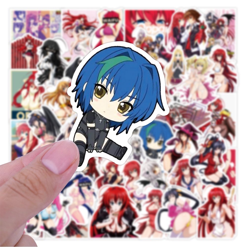 50 Pcs/Pack High School DxD Anime Sticker Waterproof Cute Blue Vinyl Stickers for Teen Girls Water Bottle Laptop