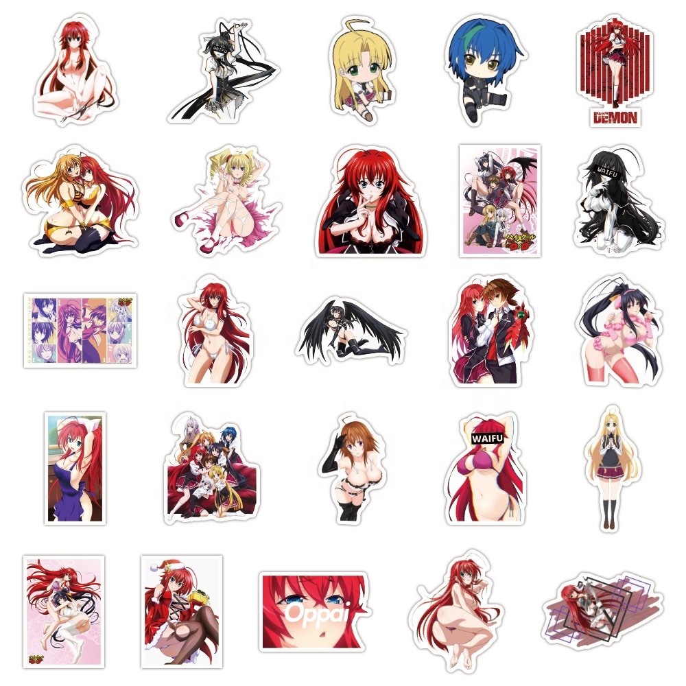 50 Pcs/Pack High School DxD Anime Sticker Waterproof Cute Blue Vinyl Stickers for Teen Girls Water Bottle Laptop