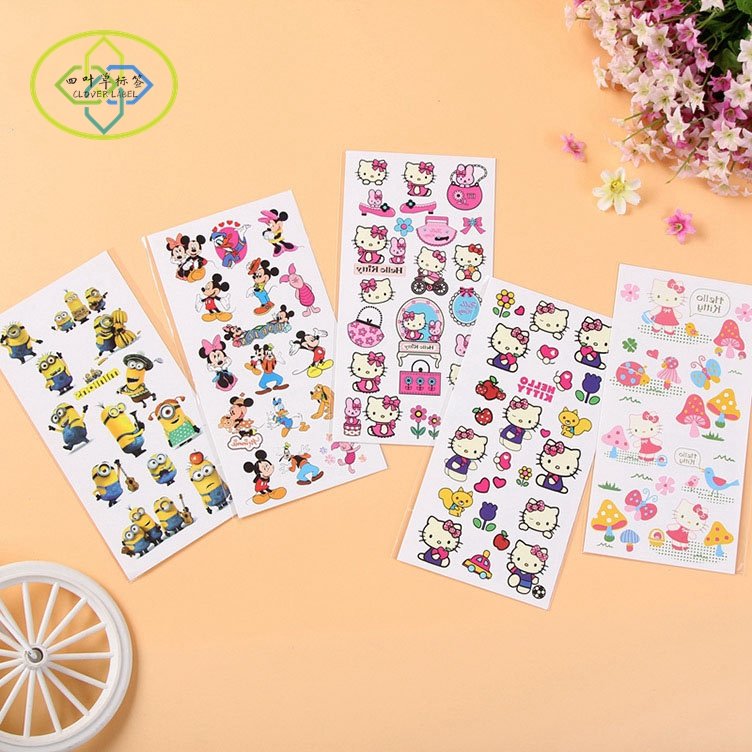 Custom A5 die cut sticker sheet vinyl label characters kiss cut printing cartoon sticker