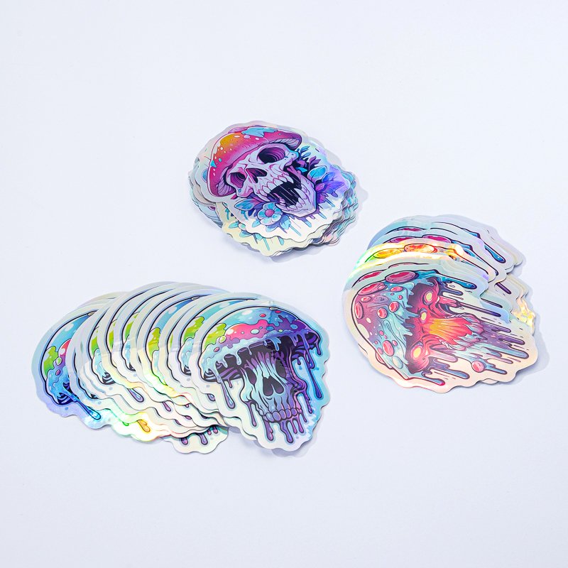 Hot Sale Custom Die Cut PVC Vinyl Hologram Stickers Outdoor Adhesive Logo Label Holographic Glitter Packaging Labels