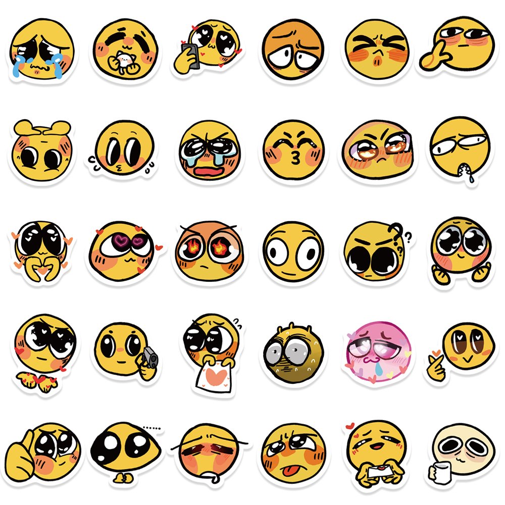 60Pcs Cute Expression MEME Cartoon Graffiti Stickers DIY Phone Guitar Laptop Notebook Suitcase Cup Waterproof Sticker Kids