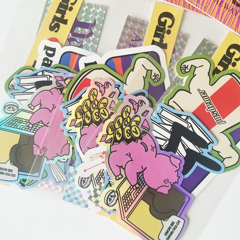 Packing Supplier Custom Label Sticker Adhesive Custom Cartoon Sticker Sheet Waterproof Custom Sticker Packs with Head Card