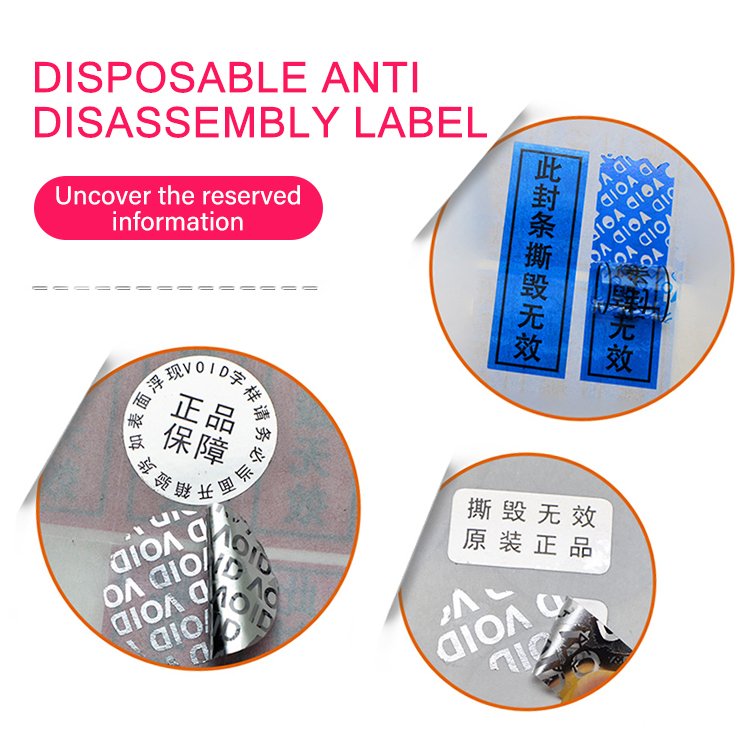 Cartoon Red Self-Destroying Warranty Void Security Labels/Seal/Sticker for Industrial Use in Consumer Electronics Promotion