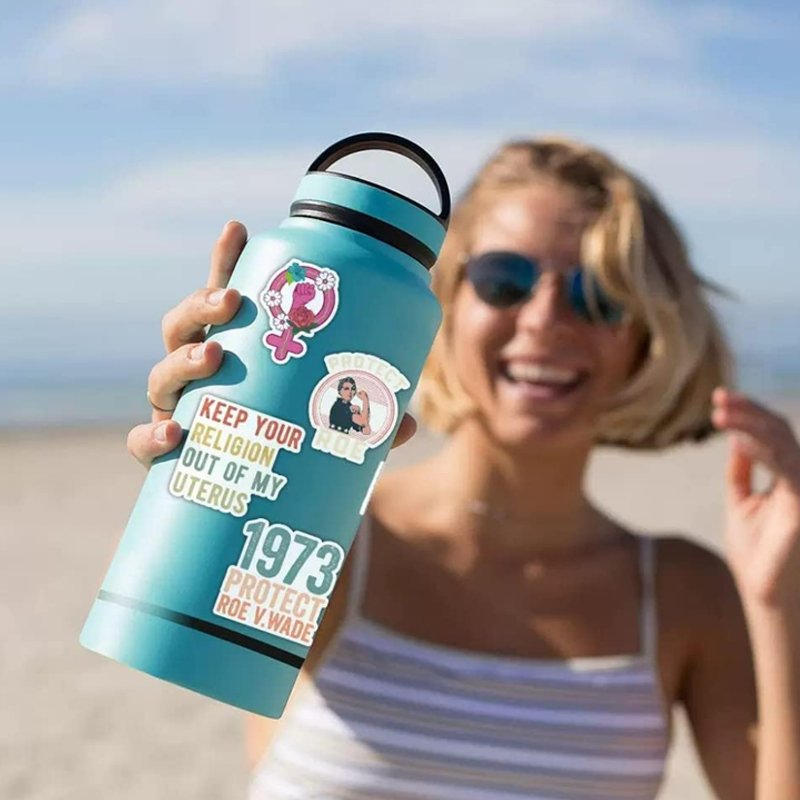 50Pcs Sticker Pack Cool Feminism Decorative Aesthetic Stickers Custom Logo Promotional Die Cut Cartoon Stickers for Water Bottle