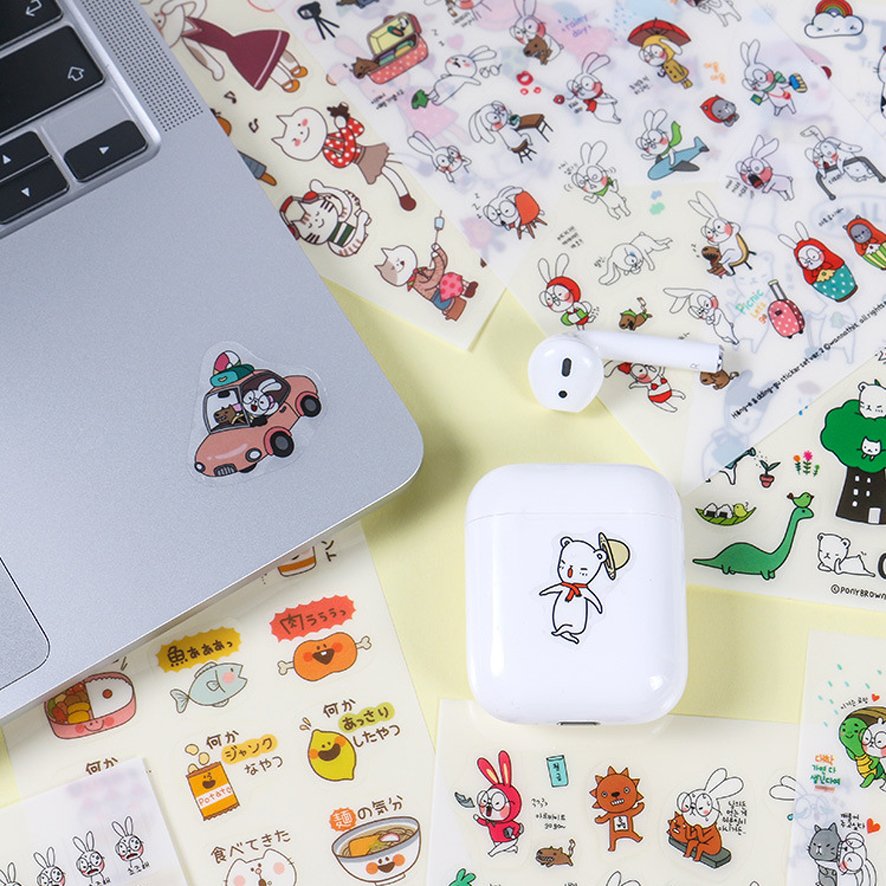 Custom Design ECO Waterproof Transparent PVC PET Cartoon Decorative Stickers For Laptop Diary