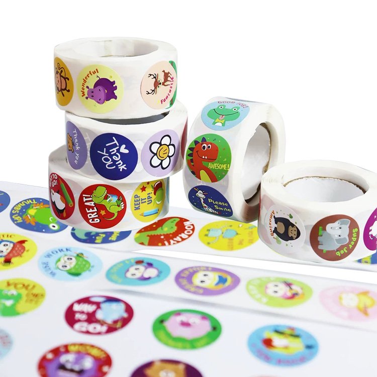 Custom Sticker Waterproof In Roll Self-adhesive Character Vinyl Stationery Sticker Cartoon Label Roll Printing For Kids