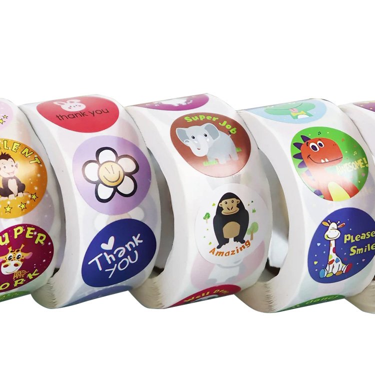 Custom Sticker Waterproof In Roll Self-adhesive Character Vinyl Stationery Sticker Cartoon Label Roll Printing For Kids