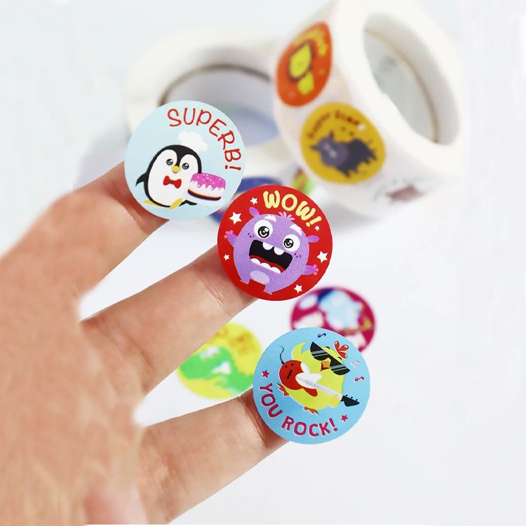 Custom Sticker Waterproof In Roll Self-adhesive Character Vinyl Stationery Sticker Cartoon Label Roll Printing For Kids