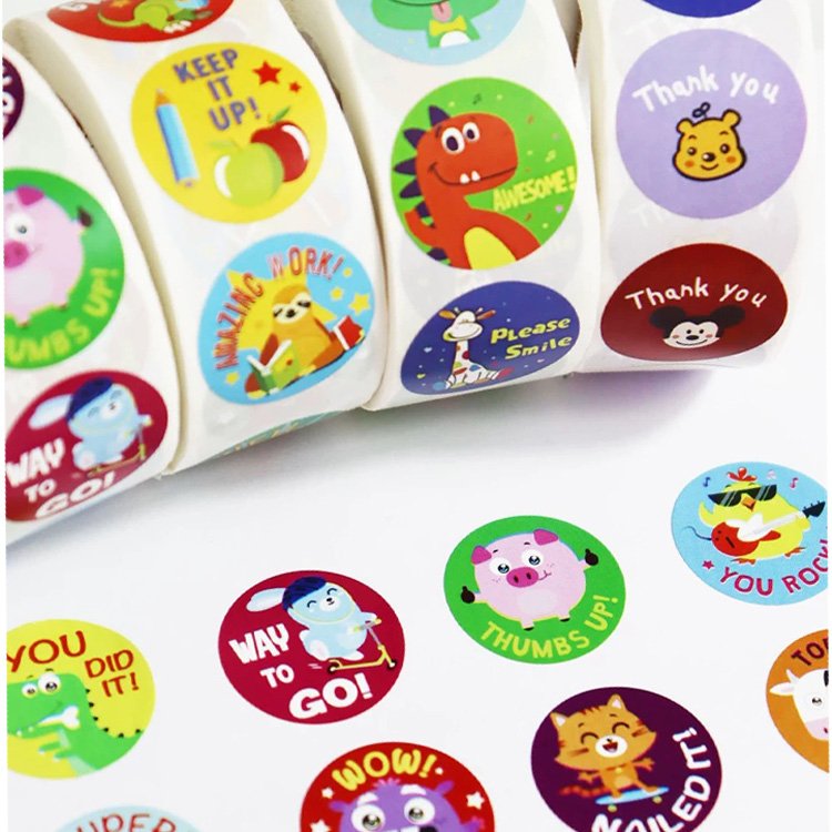Custom Sticker Waterproof In Roll Self-adhesive Character Vinyl Stationery Sticker Cartoon Label Roll Printing For Kids