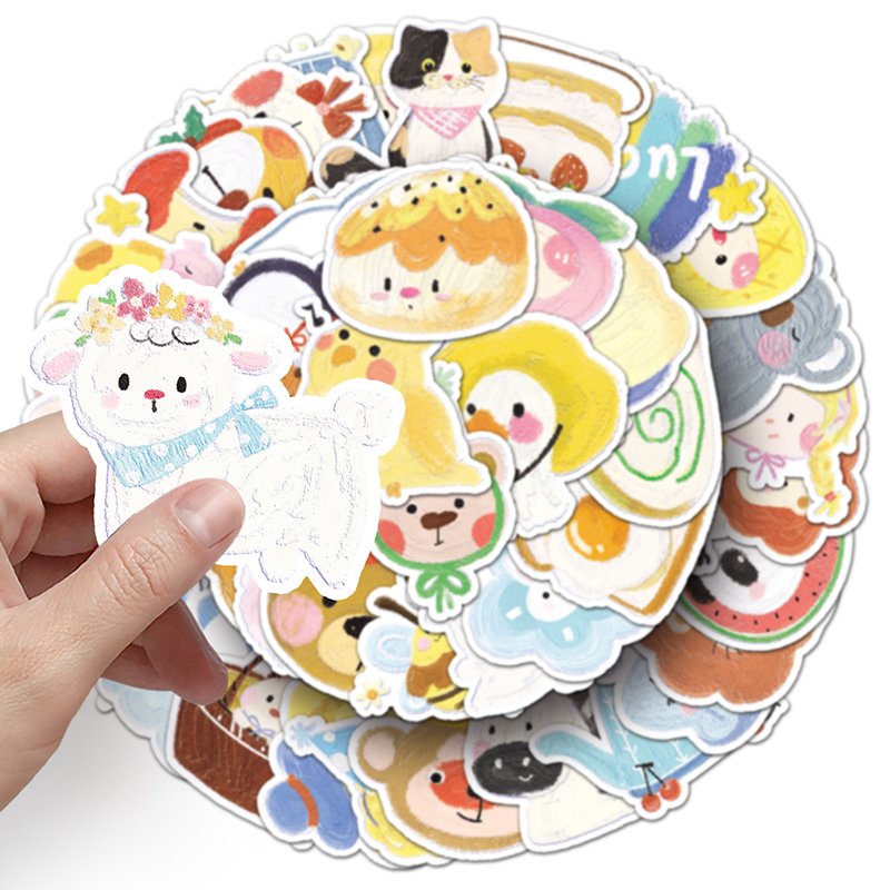 50pcs Hot Sale Cartoon Graffiti Waterproof Custom Sticker Vinyl Original Oil Painting Cartoon Stickers