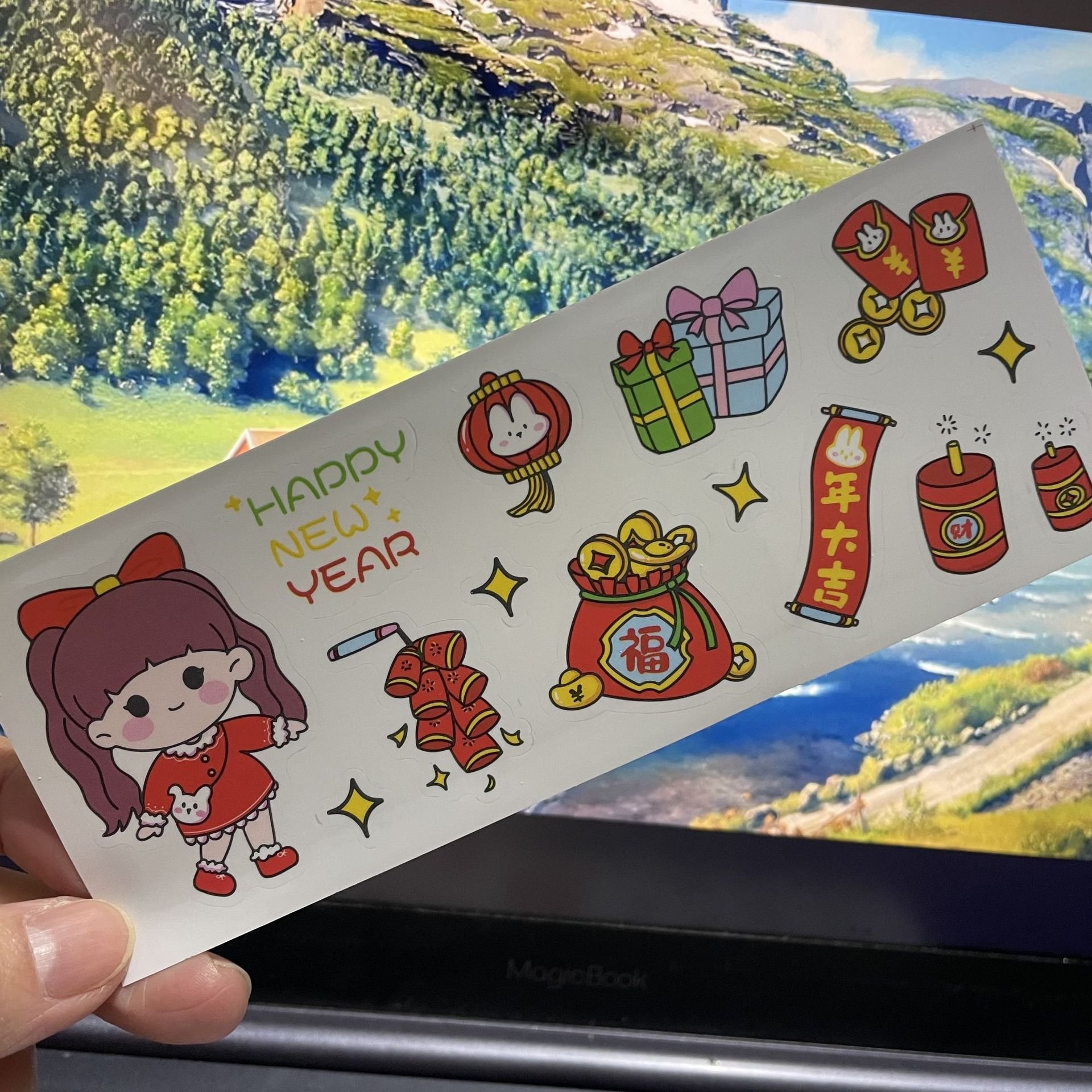 Fashion Cup Sticker Cute Cartoon Sticky Paper Waterproof DIYHand Account Sticker Thermos Cup Sticker
