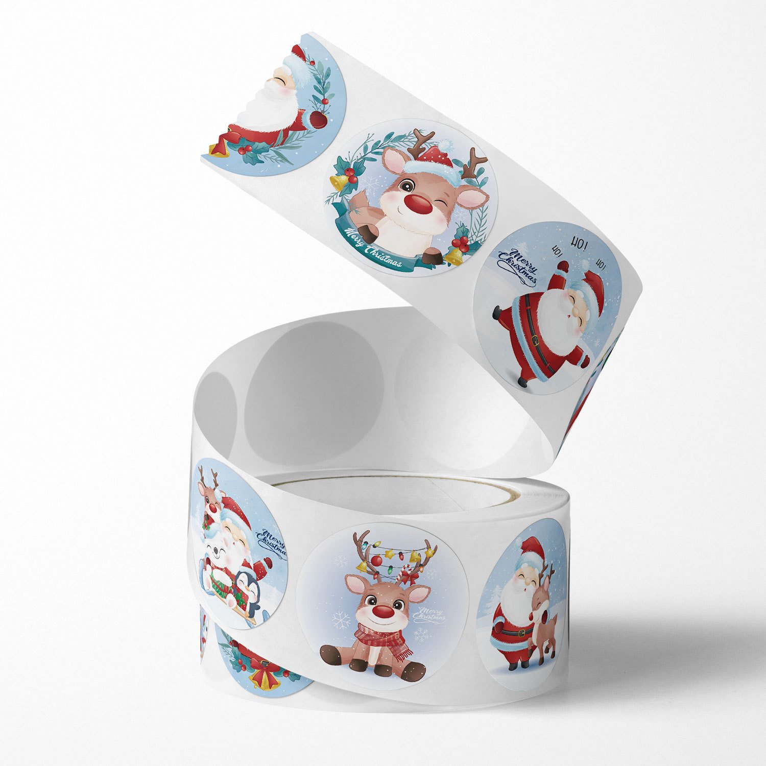 Merry Christmas Stickers Sealing Round Holidays Thank You For Gift Decoration Cartoon Stickers