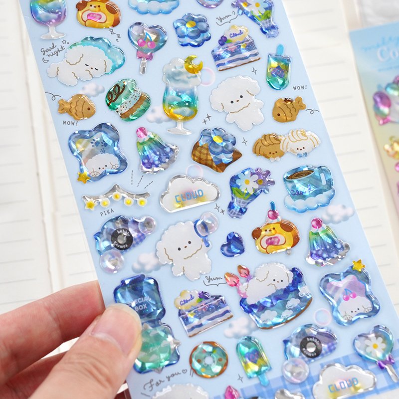 SHANLE Wholesale Cute Animals Crystal Sticker in Notebook Kawaii Stationery Sticker Custom Phone Cartoon 3D Epoxy Resin Sticker