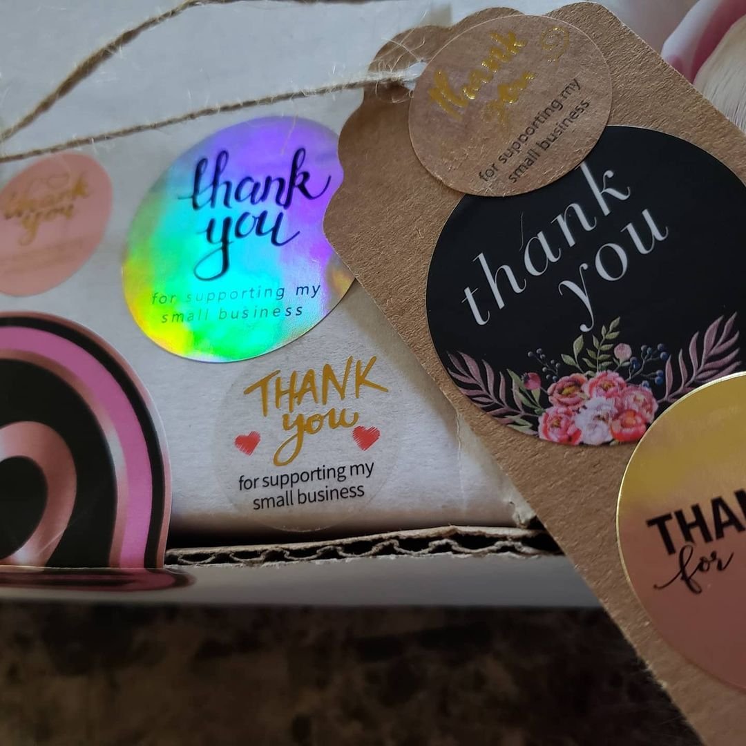 Custom Print Luxury Thank You Sticker Texture Paper Gift Bag Food Shipping Packing Box Seal Label Logo Sticker For Packing Boxes