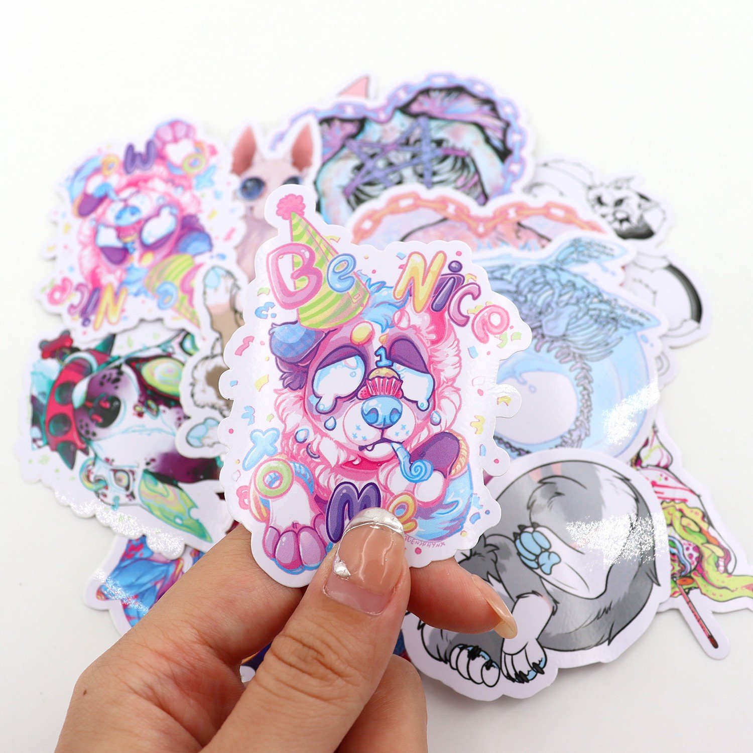 Self Adhesive Waterproof Custom Cartoon Transparent Vinyl Stickers Hologram Anime Holographic Stickers