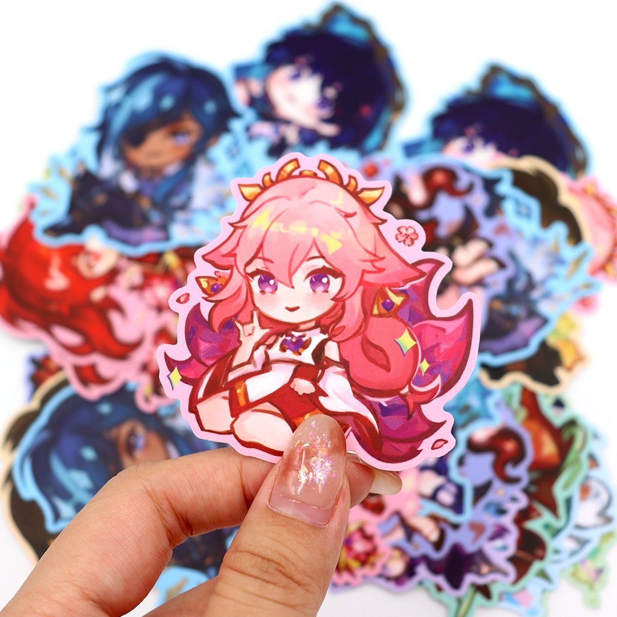Self Adhesive Waterproof Custom Cartoon Transparent Vinyl Stickers Hologram Anime Holographic Stickers