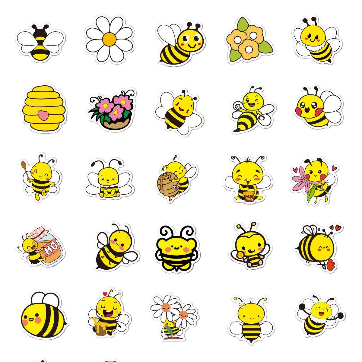 50PCS Cute Cartoon Bee Stickers Printing Decorative With Short Time Delivery With Short Time Delivery
