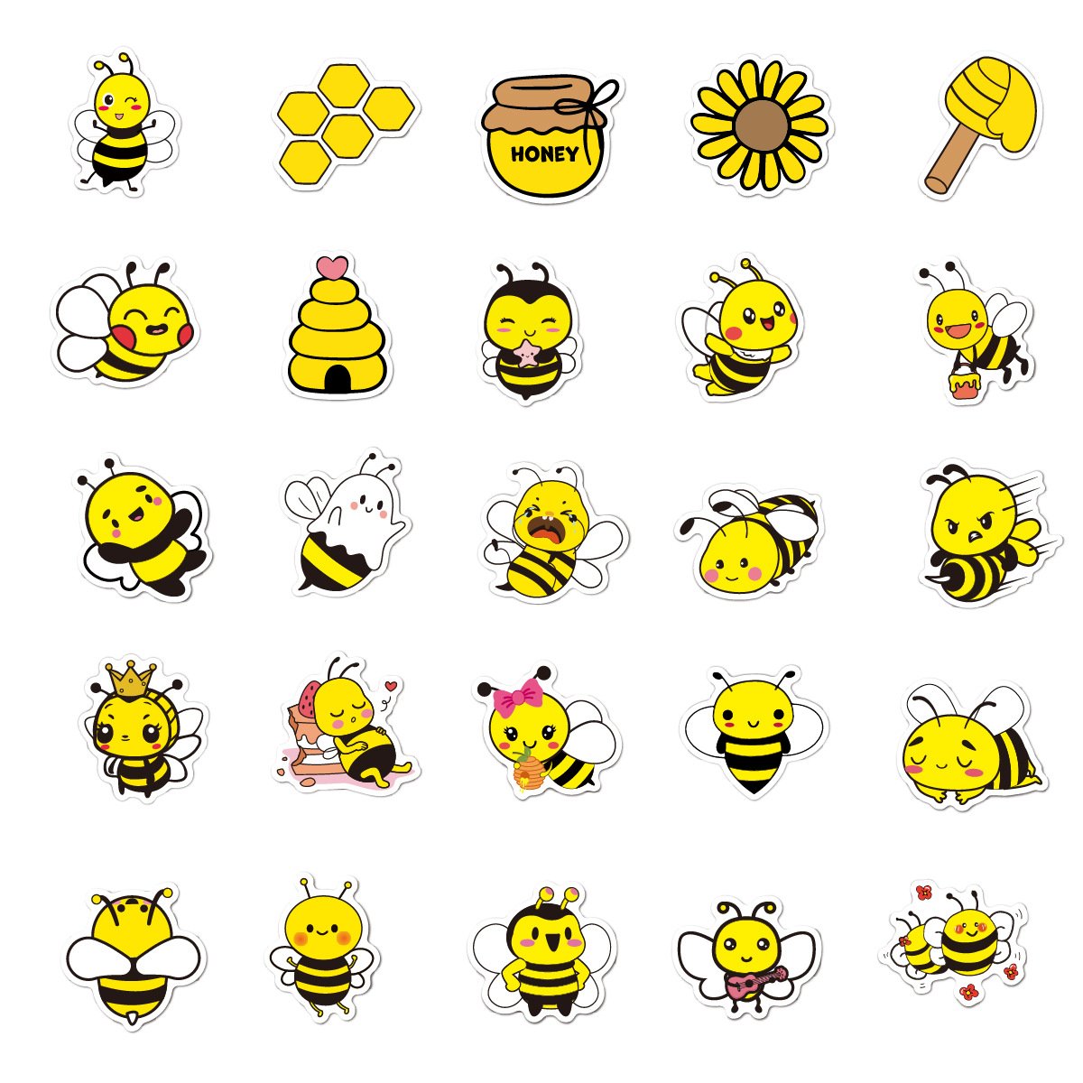 50PCS Cute Cartoon Bee Stickers Printing Decorative With Short Time Delivery With Short Time Delivery