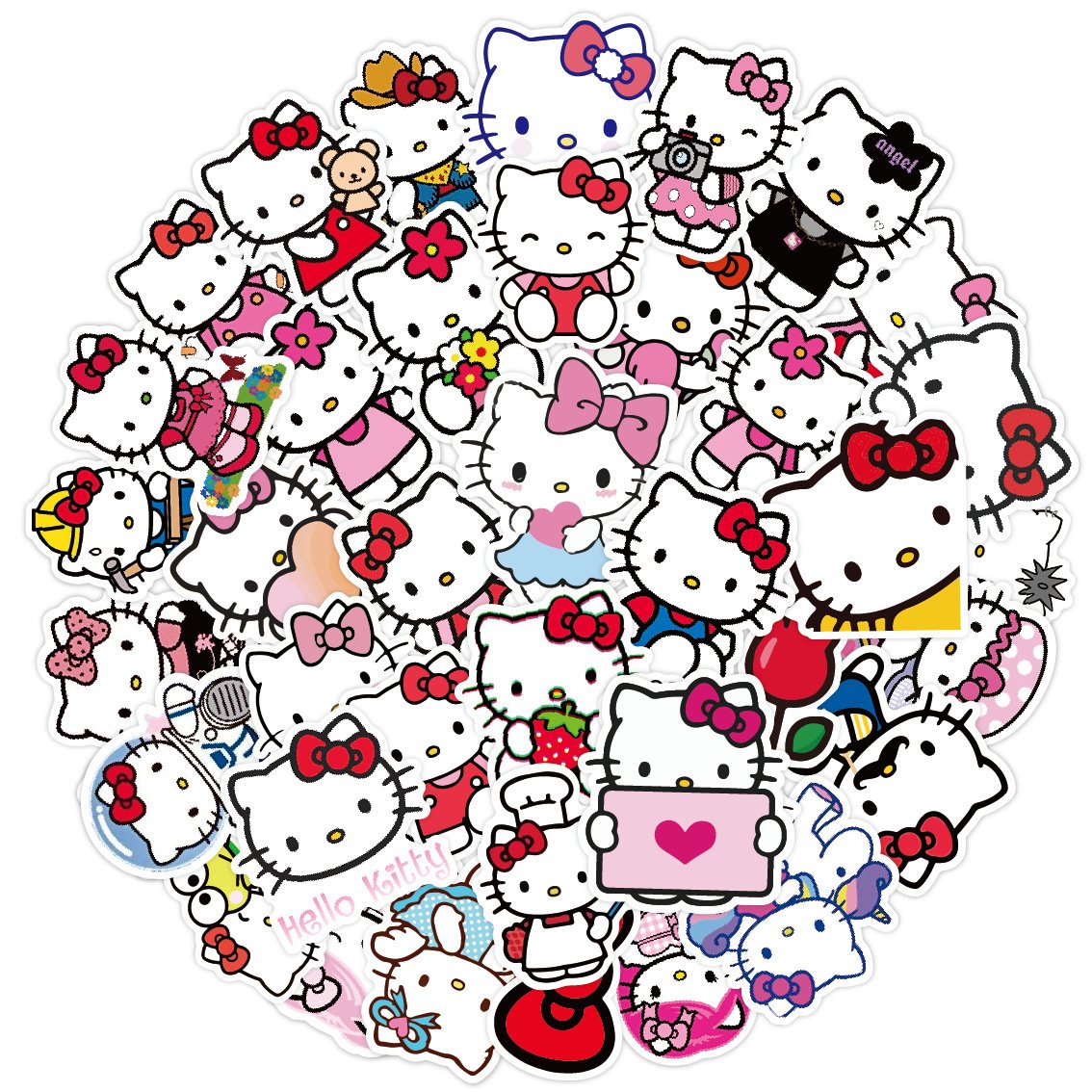 50 pieces of Hello Kitty stickers, cute stickers for suitcases, notebooks and children's cartoons. Wholesale stickers.