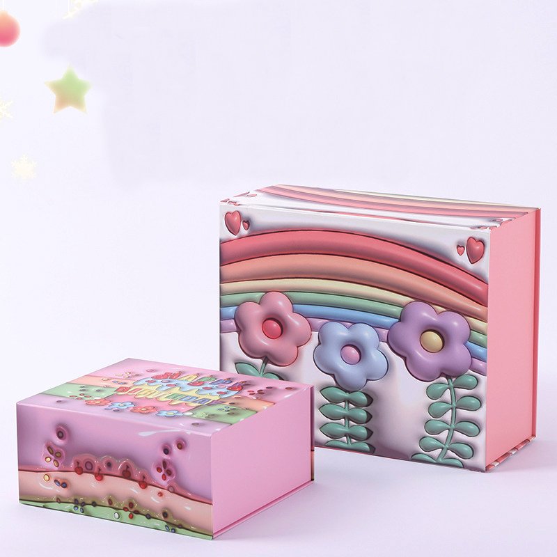 New Christmas cartoon high-grade folding box used for headphones packaging carton Children's Day flowers Christmas tree flip box