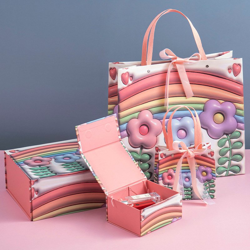 New Christmas cartoon high-grade folding box used for headphones packaging carton Children's Day flowers Christmas tree flip box