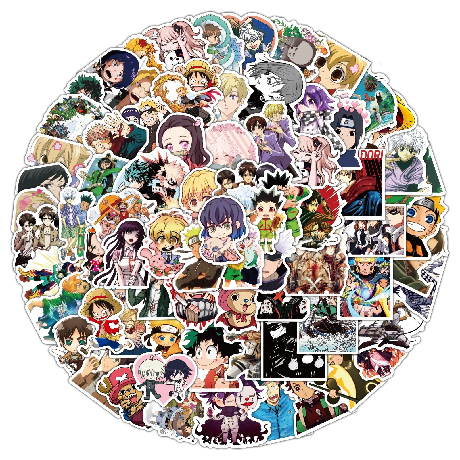 100 Pieces Mixed Japanese Anime Characters cartoon stickers Boy Kids Paper Decoration Skateboard Luggage Laptop Anime stickers