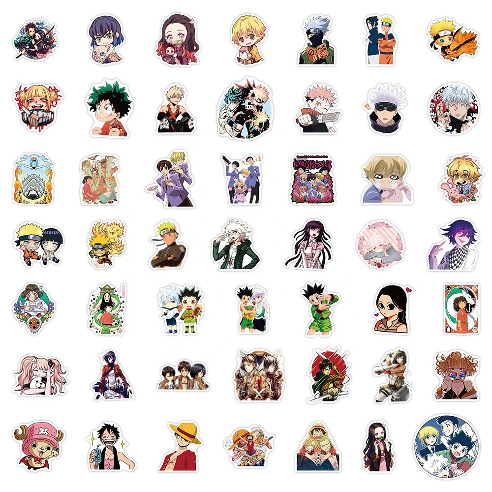 100 Pieces Mixed Japanese Anime Characters cartoon stickers Boy Kids Paper Decoration Skateboard Luggage Laptop Anime stickers