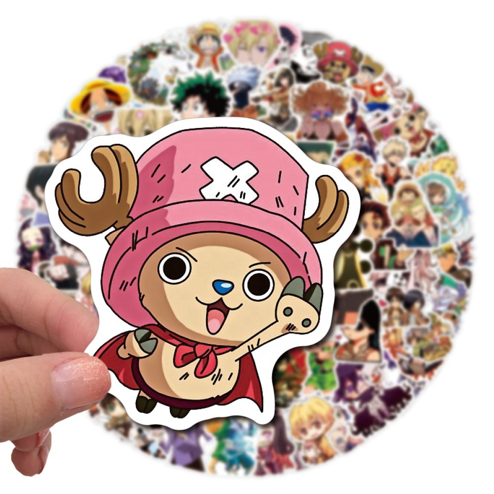 100 Pieces Mixed Japanese Anime Characters cartoon stickers Boy Kids Paper Decoration Skateboard Luggage Laptop Anime stickers