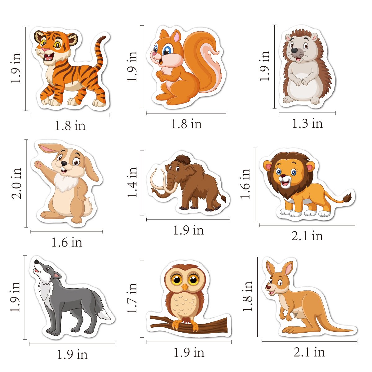 Factory Direct Children's 50pcs Decoration Vinyl Self-Adhesive Water Cup Waterproof Small Size Die Cut Cartoon Animal Sticker