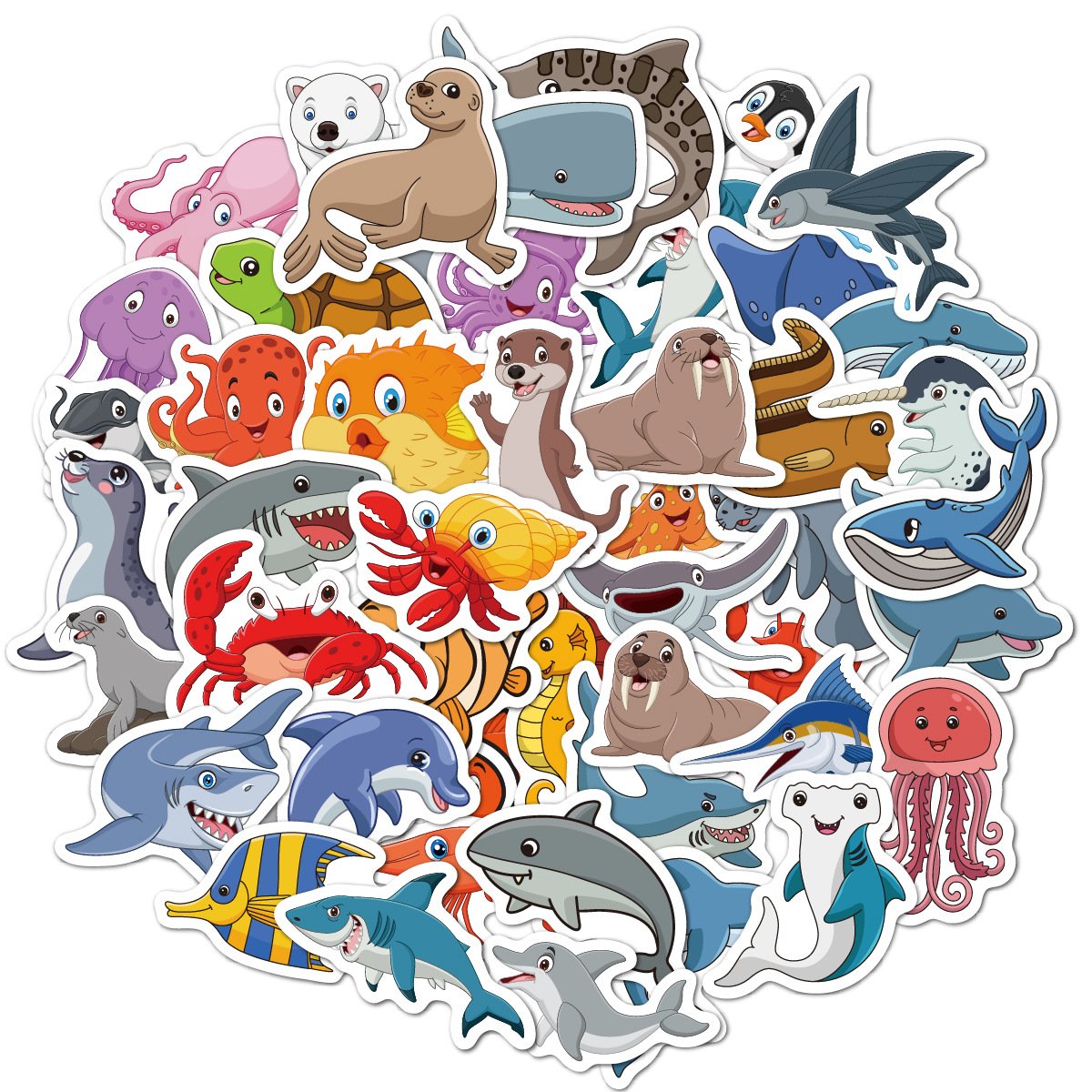 Factory Direct Children's 50pcs Decoration Vinyl Self-Adhesive Water Cup Waterproof Small Size Die Cut Cartoon Animal Sticker