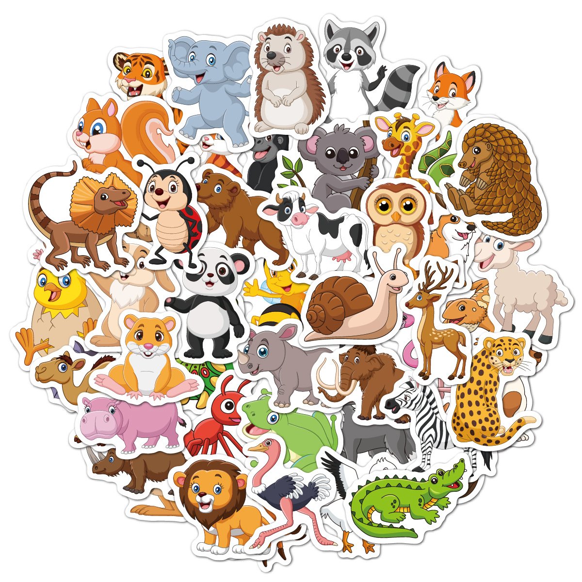 Factory Direct Children's 50pcs Decoration Vinyl Self-Adhesive Water Cup Waterproof Small Size Die Cut Cartoon Animal Sticker