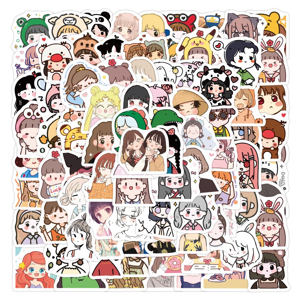 Custom Vinyl Printing Adhesive Waterproof Cartoon Die Cut Logo Label Stickers journal stickers 100 pcs