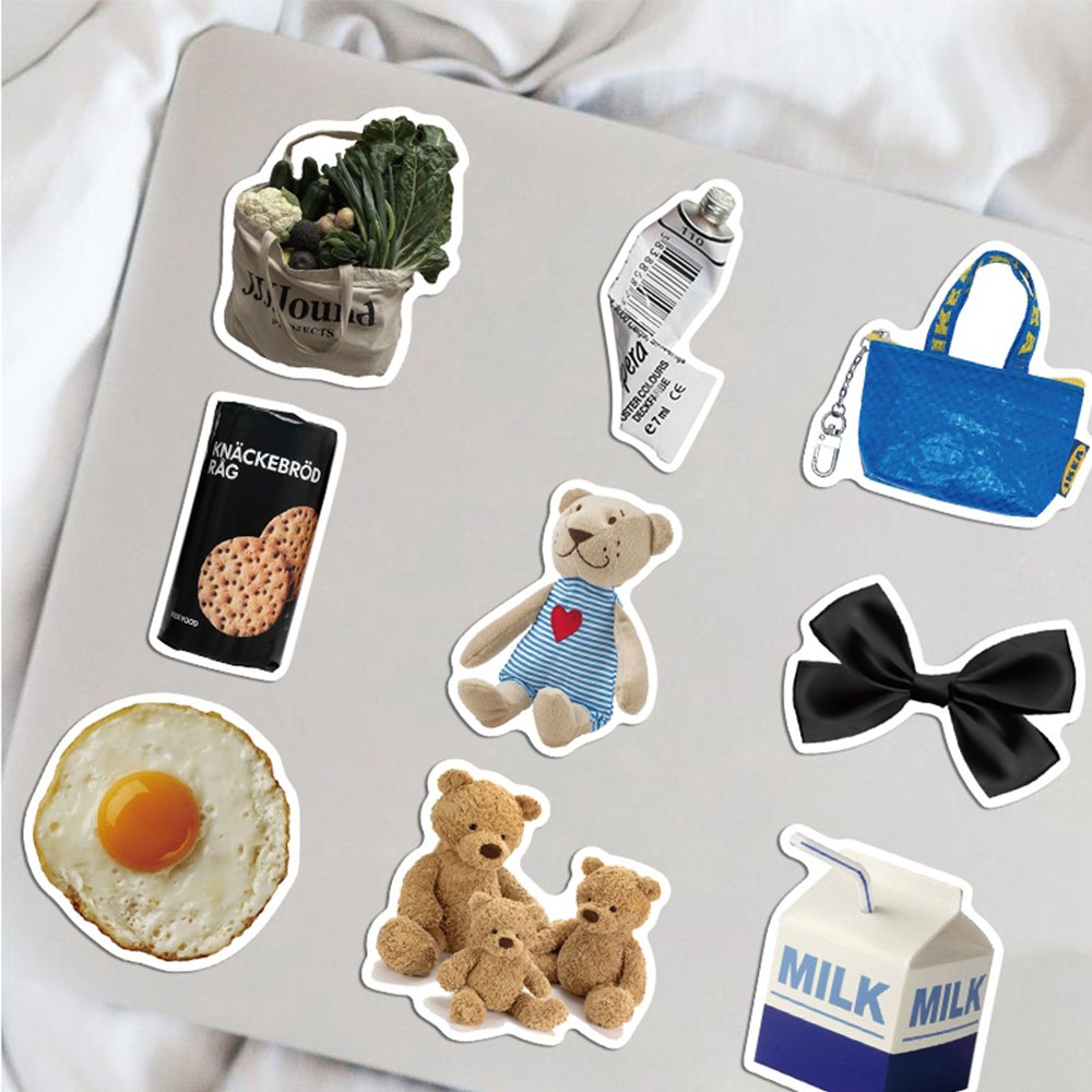 50pcs Cartoon Ins Style Kawaii Food Stickers Decoration Toy Decal Diy Fridge Phone Suitcase Laptop Notebook Waterproof Sticker