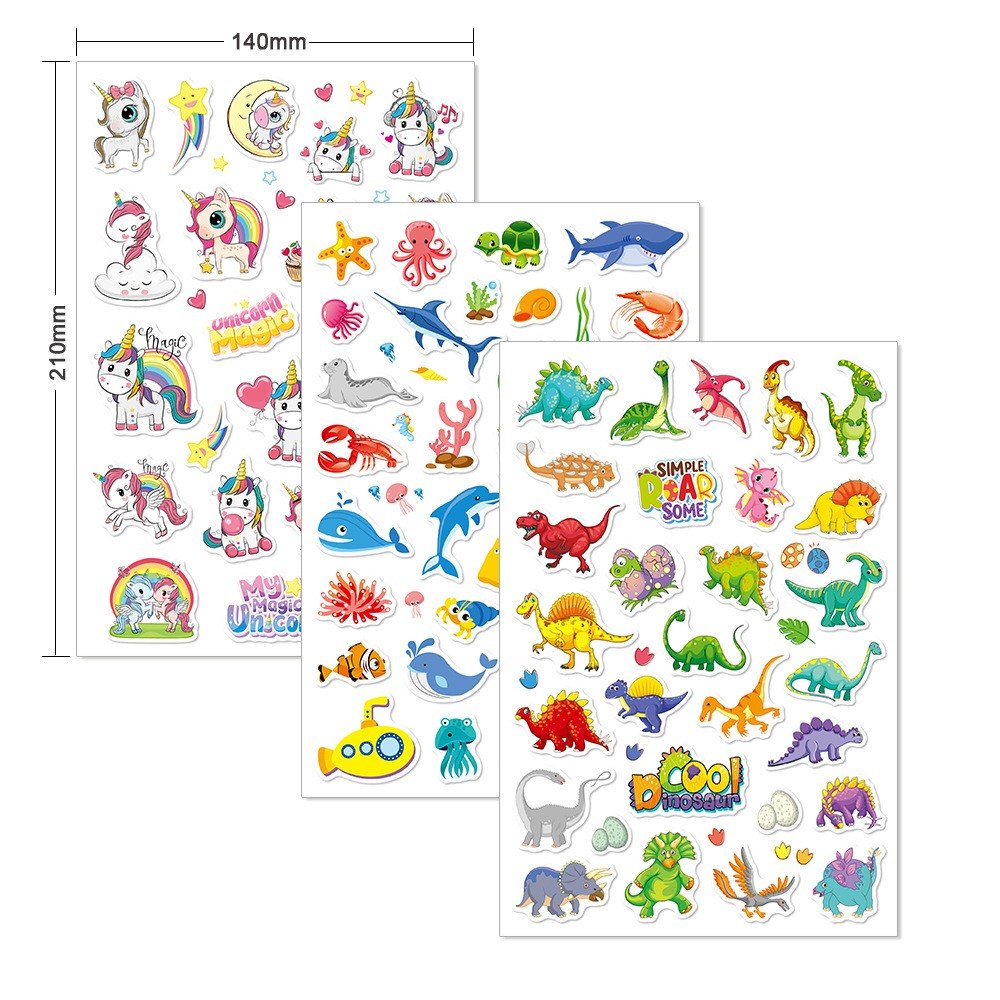 Children's Cute DIY Cartoon Stickers Marine Animal Dinosaur Decals for Water Cups for Home Decor and Promotional Gifts