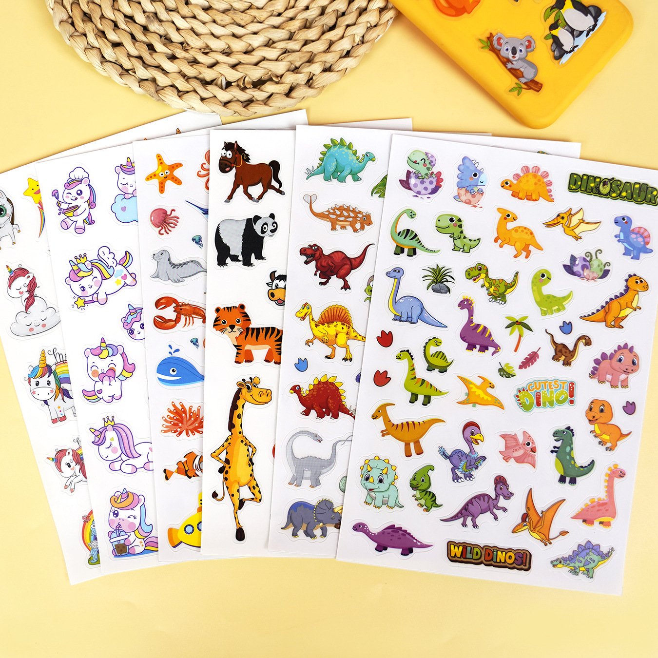 Children's Cute DIY Cartoon Stickers Marine Animal Dinosaur Decals for Water Cups for Home Decor and Promotional Gifts