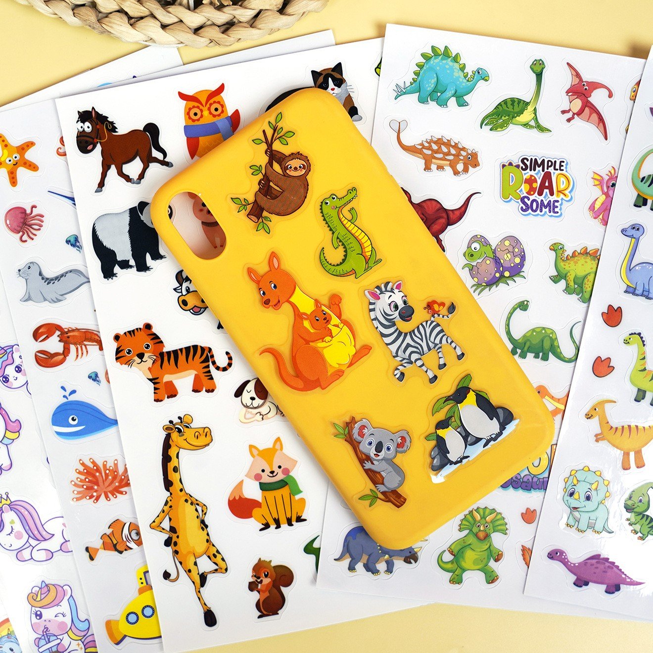 Children's Cute DIY Cartoon Stickers Marine Animal Dinosaur Decals for Water Cups for Home Decor and Promotional Gifts