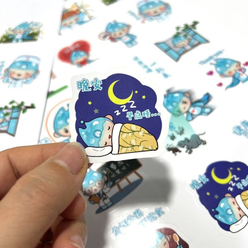 Custom Beautiful High Quality private waterproof cartoon kiss cut sticker paper
