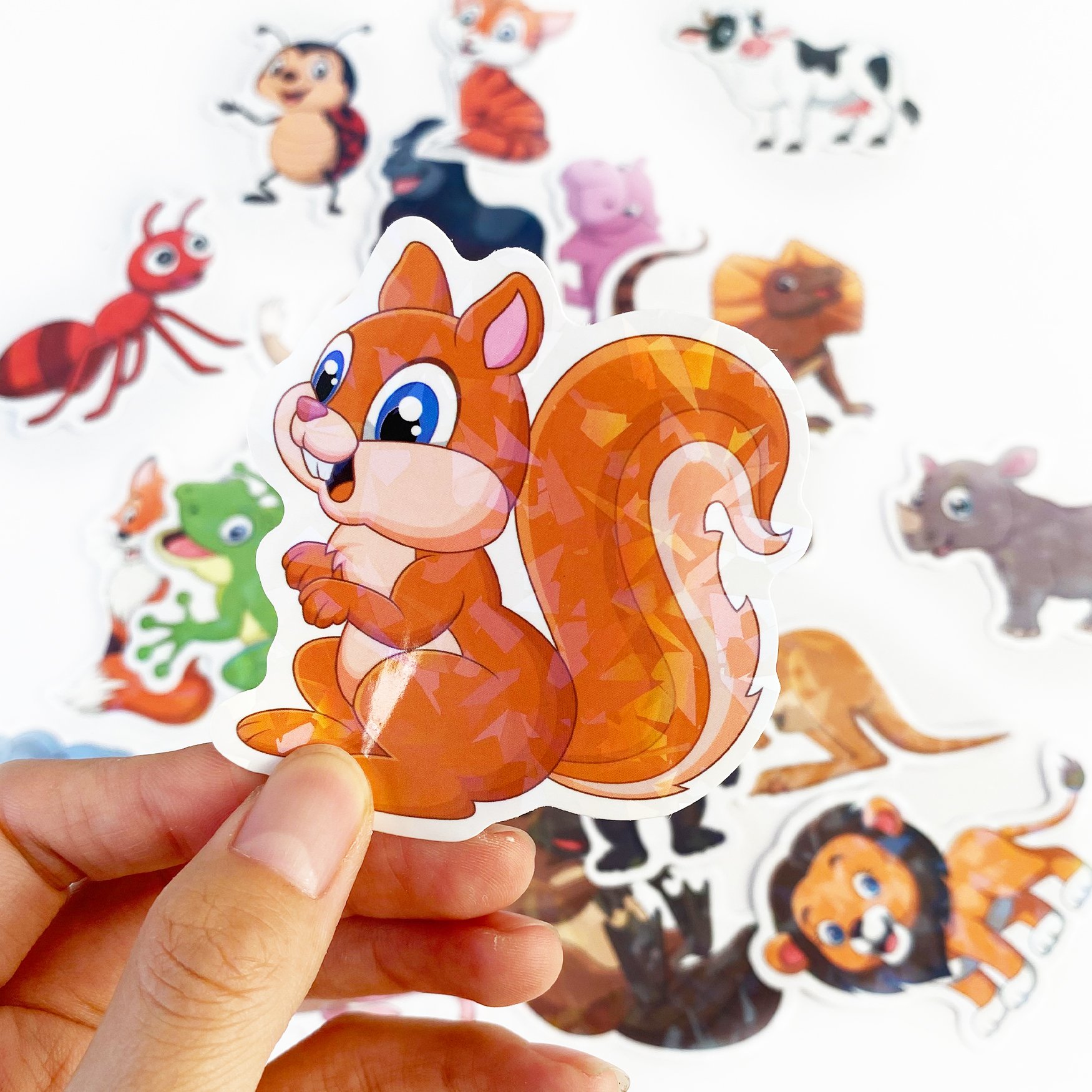 Custom Die Cut Vinyl Sticker Adhesive Waterproof PVC Logo Labels Holographic Stickers Kiss cut Sticker sheets for Kids Custom
