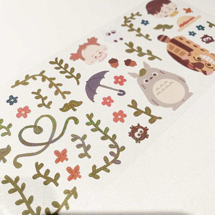 Custom Glitter Laminate Korean A6 Clear Back Sticker Sheet Transparent