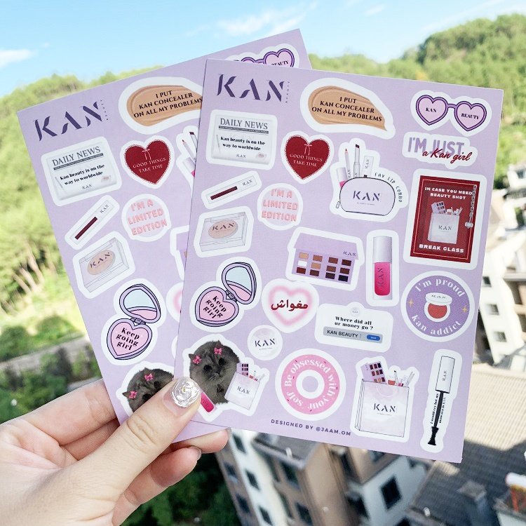 Custom Glitter Laminate Korean A6 Clear Back Sticker Sheet Transparent